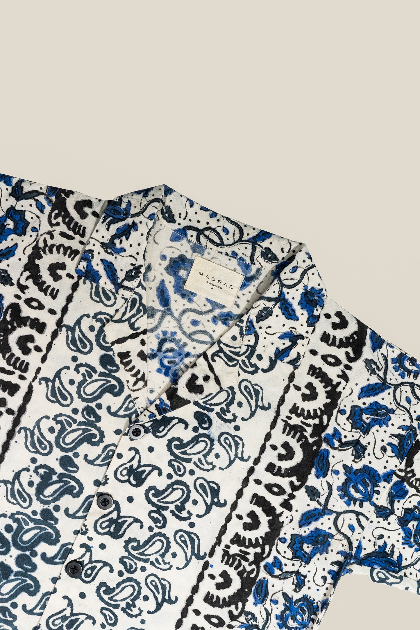 BLUE BLACK BLOCK PRINT SHIRT