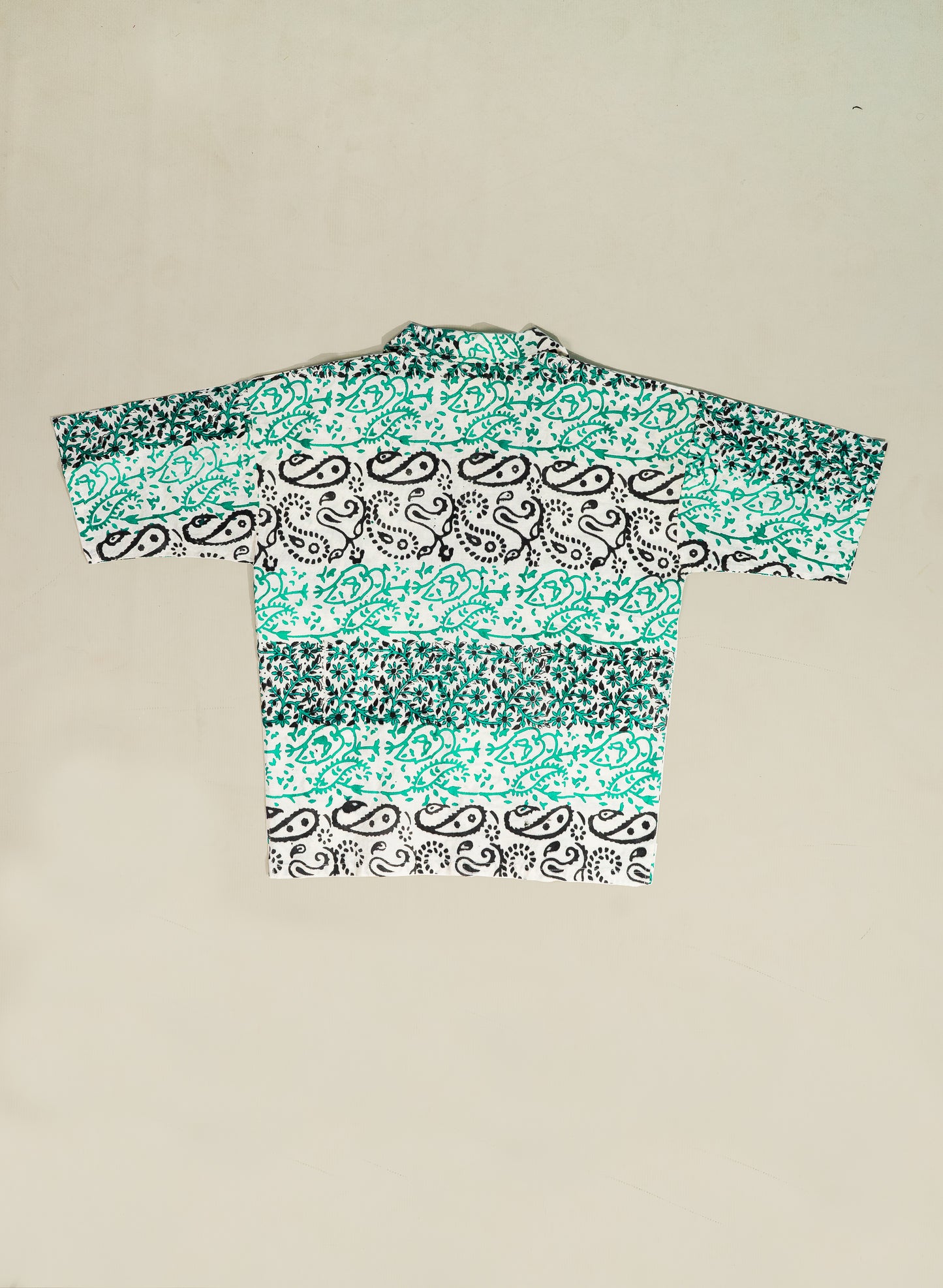GREEN BLACK BLOCK PRINT SHIRT