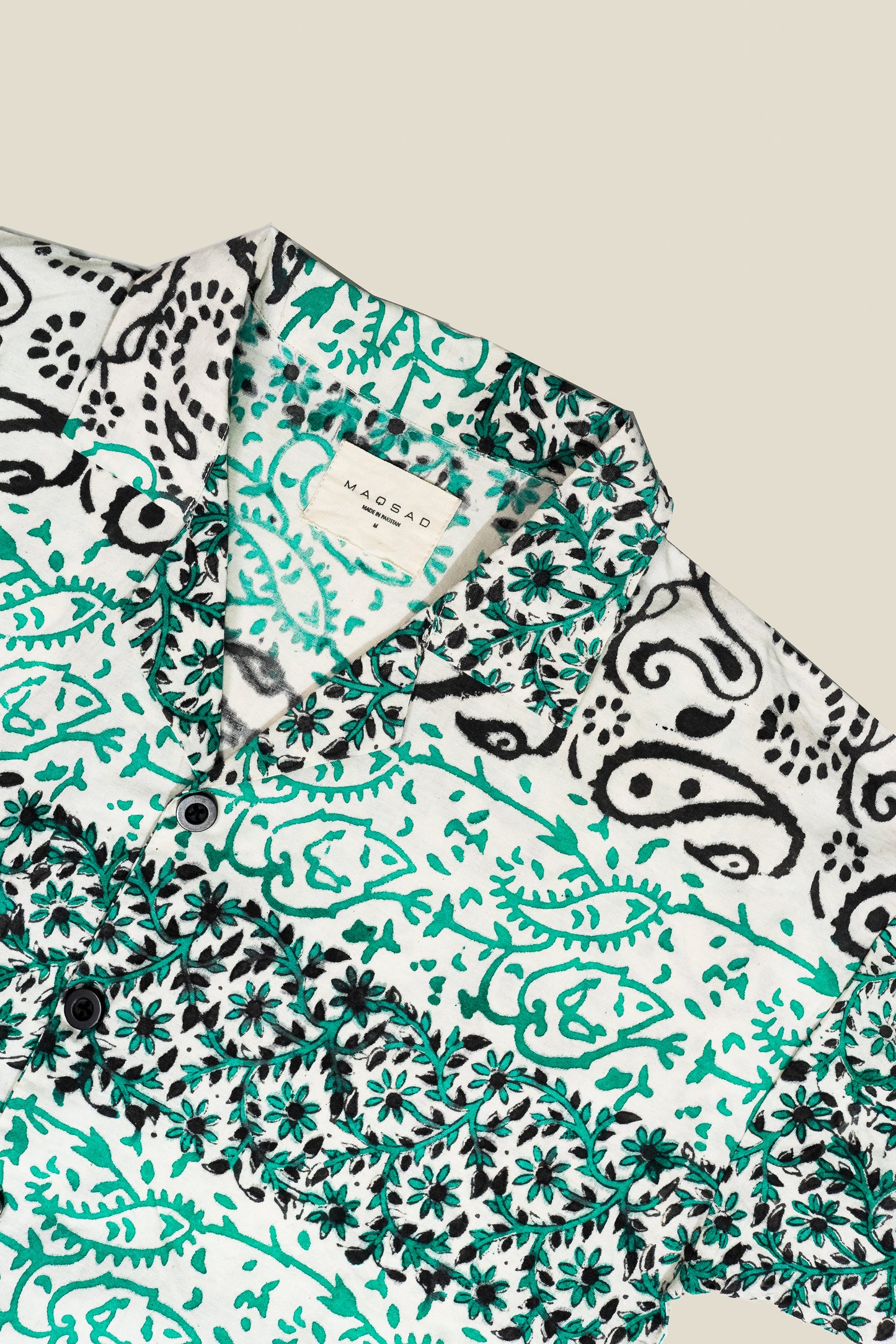 GREEN BLACK BLOCK PRINT SHIRT