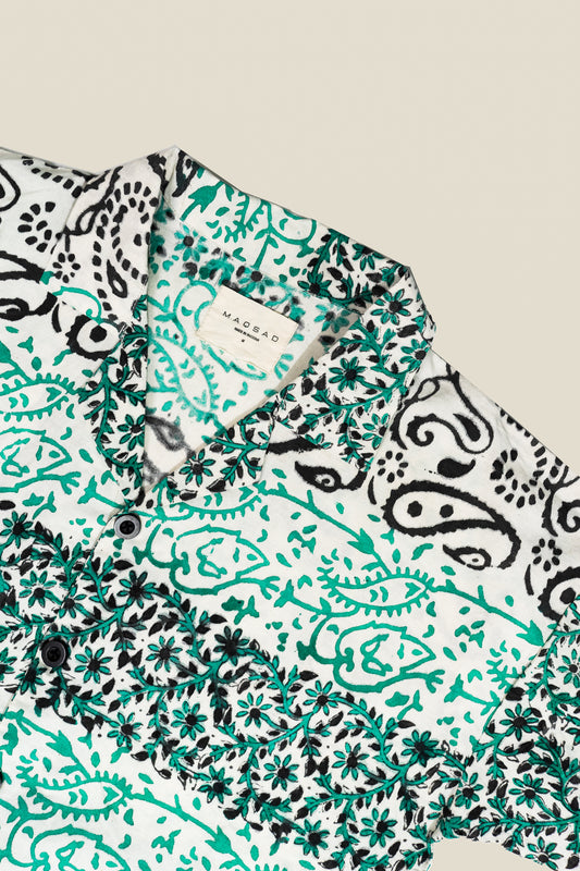 GREEN BLACK BLOCK PRINT SHIRT