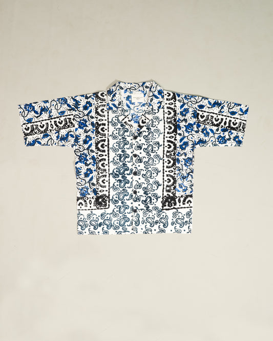 BLUE BLACK BLOCK PRINT SHIRT